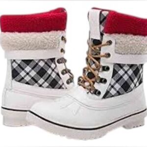 Global Win Women’s Patchwork Lace-Up Leather Waterproof Booties Size 8.5